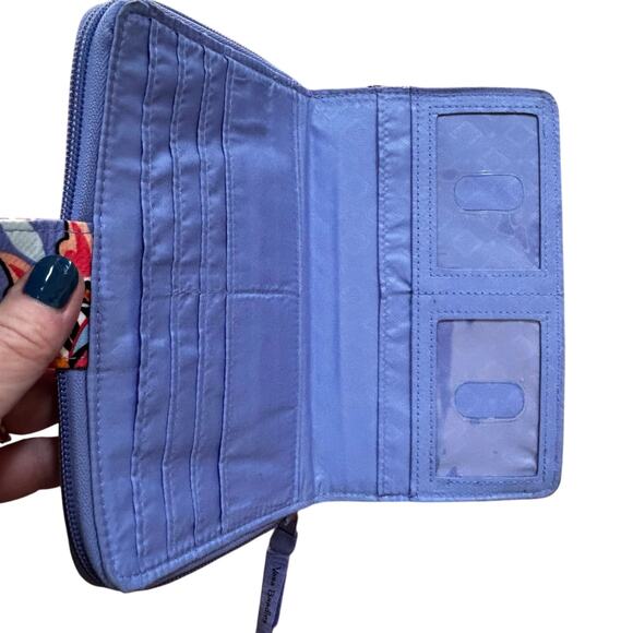 Vera Bradley quilted wallet purple blue floral zip around turn lock clutch purse - Picture 4 of 9